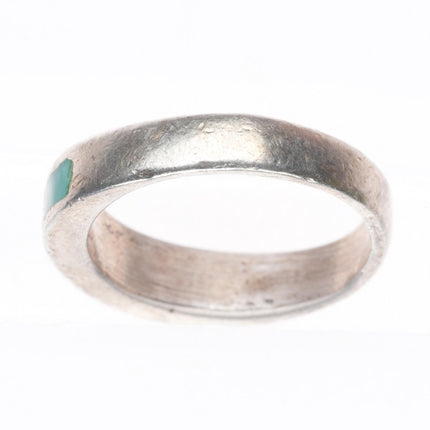 sz6 vintage Zuni sterling silver flush channel inlay turquoise size 6 ring