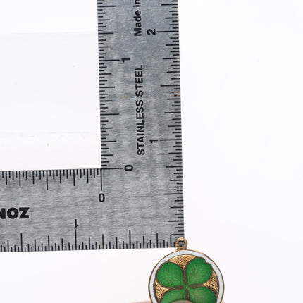 Vintage 14k gold enamel green 4 leaf clover lucky shamrock charm/pendant