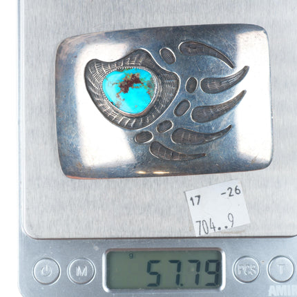 vintage Watson Honanie Hopi turquoise bear paw sterling silver belt buckle