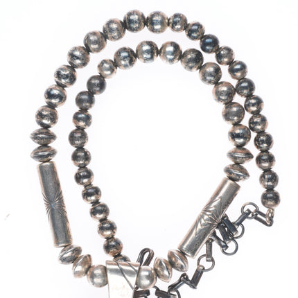 vintage Navajo pearls sterling silver Royston turquoise cluster pendant necklace