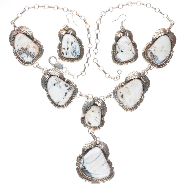 Betta Lee Navajo Sterling silver White Buffalo necklace and earrings set