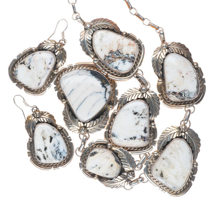 Betta Lee Navajo Sterling silver White Buffalo necklace and earrings set
