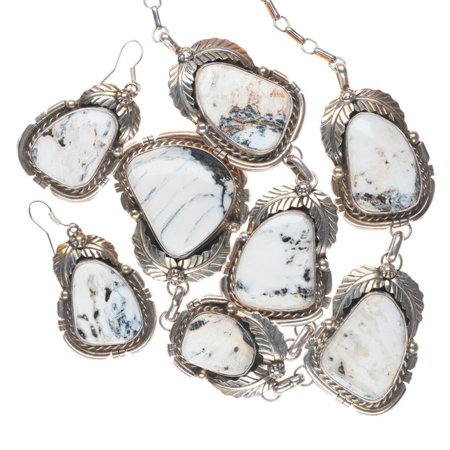 Betta Lee Navajo Sterling silver White Buffalo necklace and earrings set