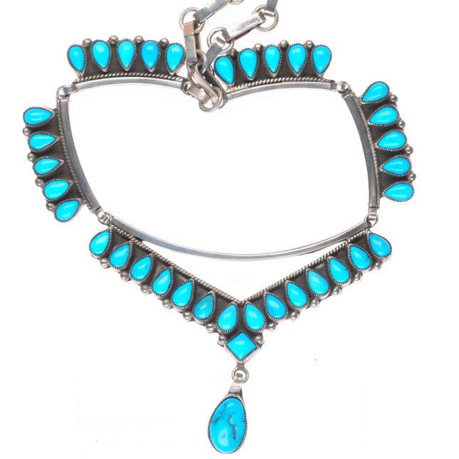 David & Alice Lister Navajo sterling silver turquoise petit point necklace