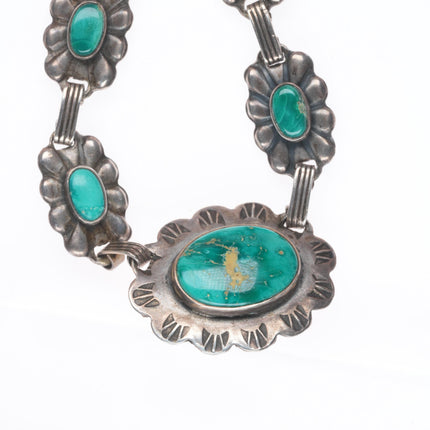40's-50's vintage Fred Harvey era sterling silver concho necklace nice turquoise