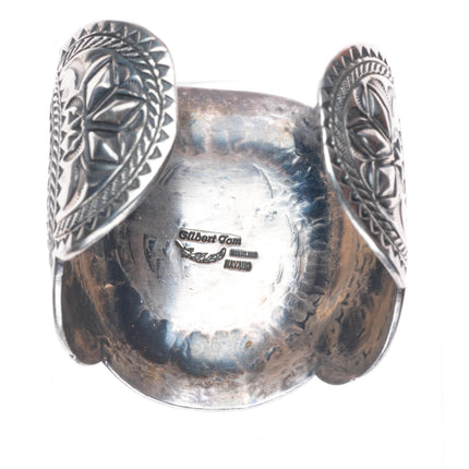 7" Gilbert Tom Navajo huge sterling silver spiderweb turquoise cuff bracelet