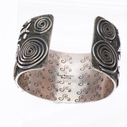 6.5" Big Alex Sanchez Navajo sterling silver high grade turquoise cuff bracelet