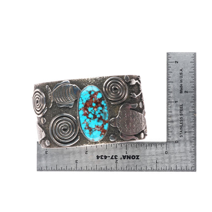 6.5" Big Alex Sanchez Navajo sterling silver high grade turquoise cuff bracelet
