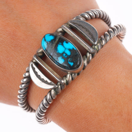 6.1" vintage WB Navajo sterling silver high grade turquoise cuff bracelet