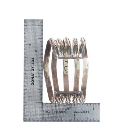 6.25" c1940's Navajo 5 stack carinated stamped cuff bracelet sterling silver