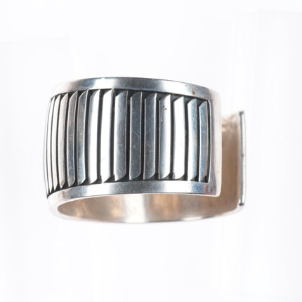 6.3" Allison Snowhawk Lee Navajo heavy sterling silver cuff bracelet