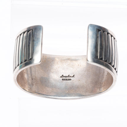 6.3" Allison Snowhawk Lee Navajo heavy sterling silver cuff bracelet