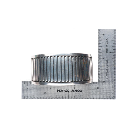 6.3" Allison Snowhawk Lee Navajo heavy sterling silver cuff bracelet
