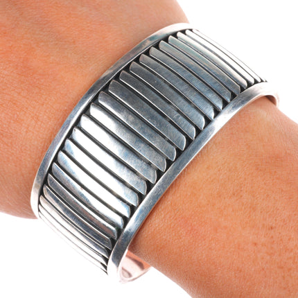 6.3" Allison Snowhawk Lee Navajo heavy sterling silver cuff bracelet