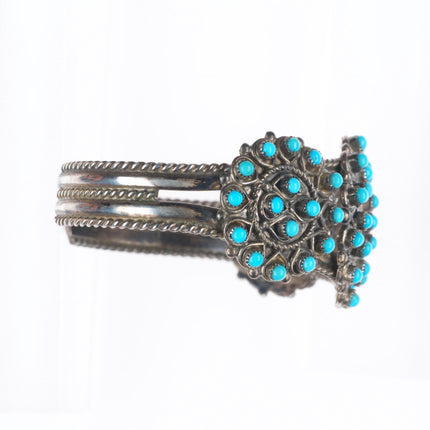 6.1" vintage Wayne Johnson Sr. Sterling silver Snake eye turquoise cuff bracelet