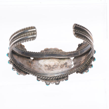 6.1" vintage Wayne Johnson Sr. Sterling silver Snake eye turquoise cuff bracelet