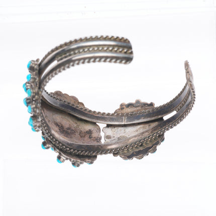 6.1" vintage Wayne Johnson Sr. Sterling silver Snake eye turquoise cuff bracelet