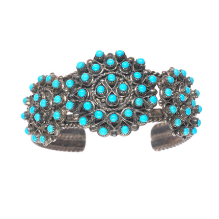 6.1" vintage Wayne Johnson Sr. Sterling silver Snake eye turquoise cuff bracelet