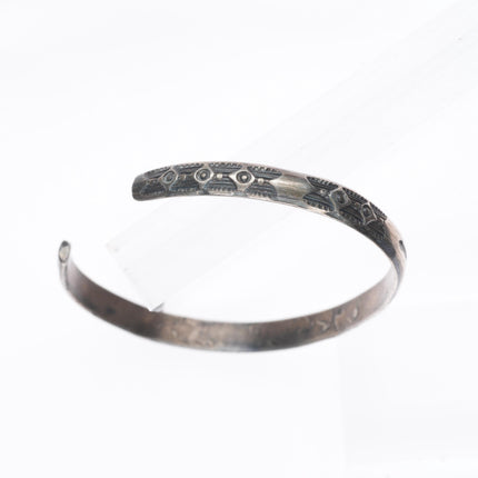 6.5" Antique Navajo ingot silver Butterfly/Arrow stamped cuff bracelet