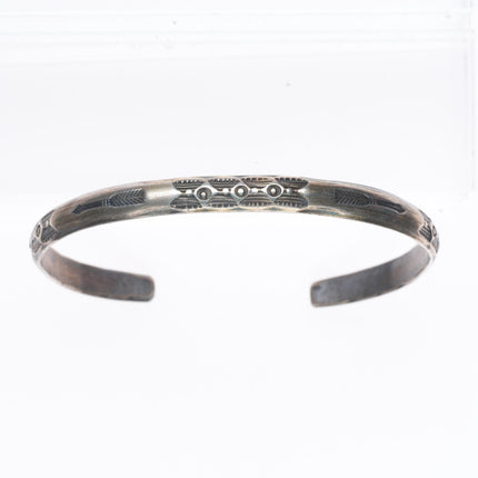 6.5" Antique Navajo ingot silver Butterfly/Arrow stamped cuff bracelet