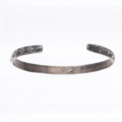 6.5" Antique Navajo ingot silver Butterfly/Arrow stamped cuff bracelet