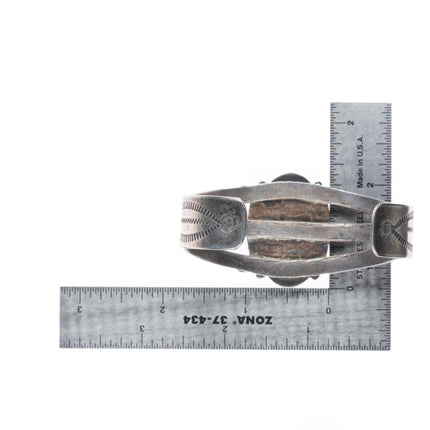 sz8 ring 6.8" c1940 Navajo sterling silver petrified wood cuff bracelet set