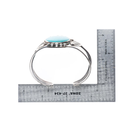 6.3" 40's-50's Navajo Gem Silica sterling silver vintage cuff bracelet
