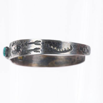 6.6" Vintage Navajo/Fred Harvey sterling silver cuff bracelet w/nice turquoise