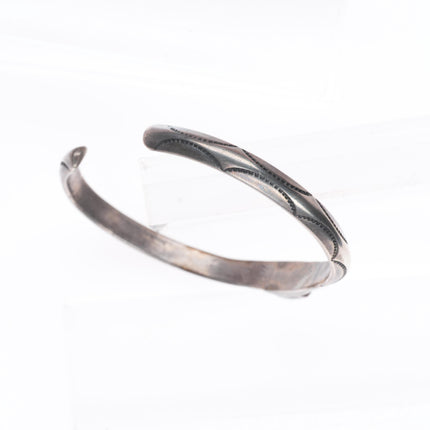 6.3" Antique Navajo ingot silver Cerrillos turquoise carinated cuff bracelet
