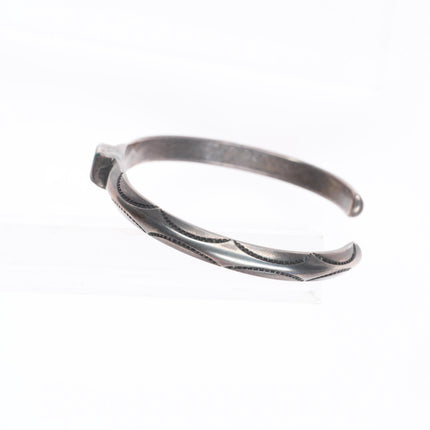 6.3" Antique Navajo ingot silver Cerrillos turquoise carinated cuff bracelet