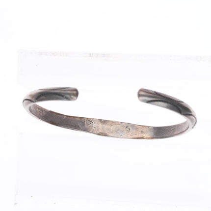 6.3" Antique Navajo ingot silver Cerrillos turquoise carinated cuff bracelet