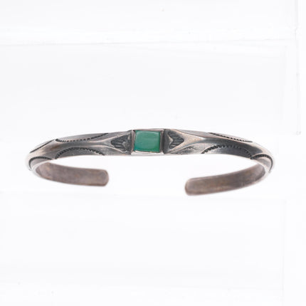 6.3" Antique Navajo ingot silver Cerrillos turquoise carinated cuff bracelet