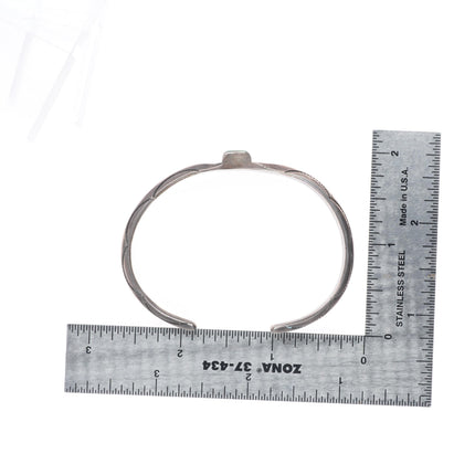 6.3" Antique Navajo ingot silver Cerrillos turquoise carinated cuff bracelet