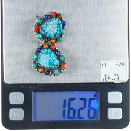 Randy Toledo Navajo sterling silver spiderweb turquoise multi-stone earrings