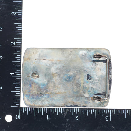 Arthur Yowitewa Hopi Overlay Corn/Mudhead Kachina sterling silver belt buckle