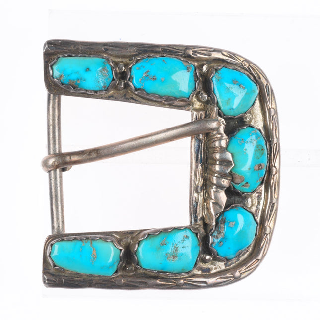 1" vintage Cheama Zuni sterling silver turquoise nugget ranger belt buckle set