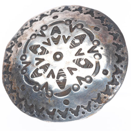 vintage Navajo stamped 90% silver dollar belt buckle sterling