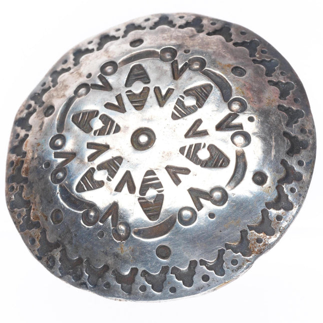 vintage Navajo stamped 90% silver dollar belt buckle sterling