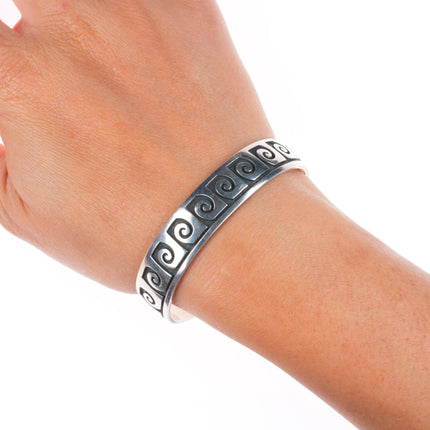 6.5" Hyson Stephen Naseyoma Hopi water/waves cuff bracelet sterling silver