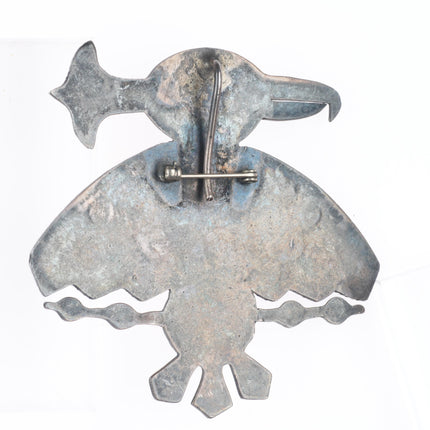 Big Vintage Navajo sterling silver Phoenix Thunderbirds pendant/pin/brooch