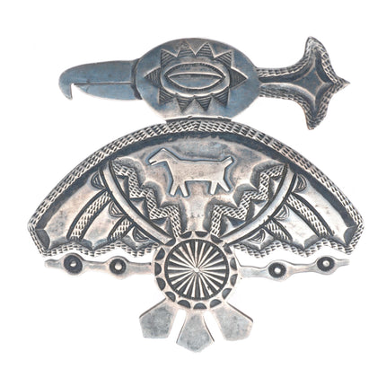 Big Vintage Navajo sterling silver Phoenix Thunderbirds pendant/pin/brooch