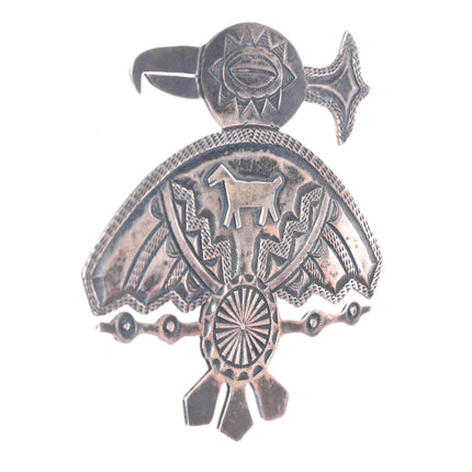 Big Vintage Navajo sterling silver Phoenix Thunderbirds pendant/pin/brooch