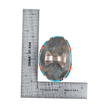 sz9 large Philbert Begay Navajo sterling silver high grade turquoise/coral ring