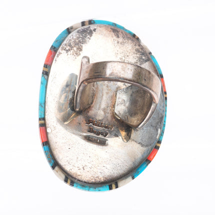 sz9 large Philbert Begay Navajo sterling silver high grade turquoise/coral ring