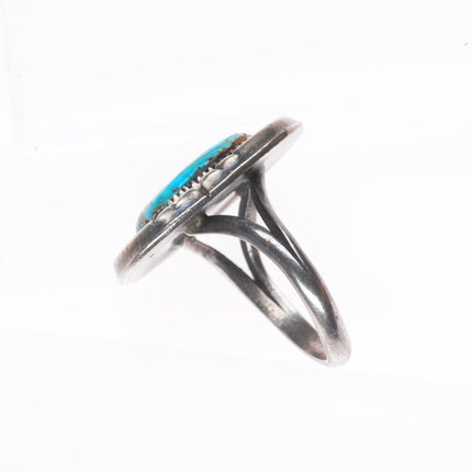 sz11 vintage Navajo sterling silver ring with high grade turquoise