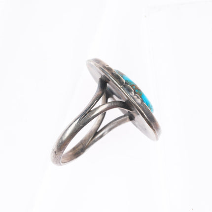 sz11 vintage Navajo sterling silver ring with high grade turquoise