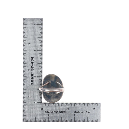 sz11 vintage Navajo sterling silver ring with high grade turquoise