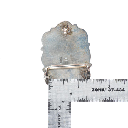 1.25" Jamison Kee Navajo sterling silver turquoise cluster belt buckle