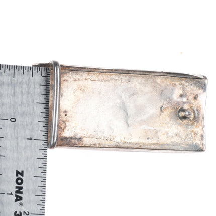 1" vintage Navajo sterling silver geometric overlay belt buckle with turquoise