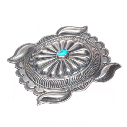 1.5" Eddison Smith Navajo sterling silver deep stamped belt buckle turquoise